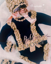 Load image into Gallery viewer, Ela Confeccion Navy Romper with Bonnet
