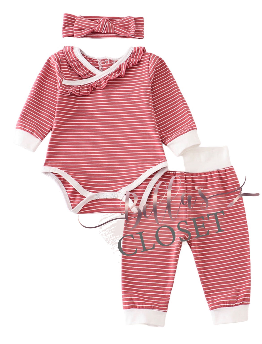 Baby Girls Red Stripe Set