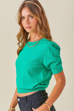 Load image into Gallery viewer, CROPPED SWEATER W/RUCHED SLEEVE
