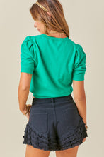 Load image into Gallery viewer, CROPPED SWEATER W/RUCHED SLEEVE
