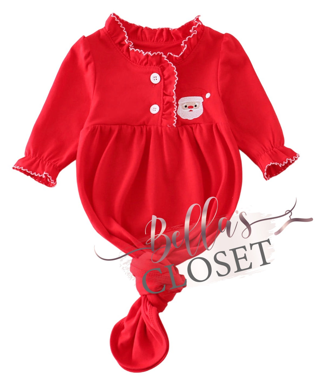 Premium Red Santa Claus Embroidery Gown 0/6m