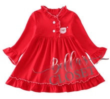 Load image into Gallery viewer, Girls Premium Red Santa Claus Embroidery Ruffle Gown
