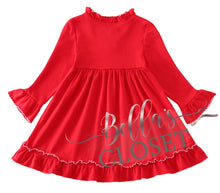 Load image into Gallery viewer, Girls Premium Red Santa Claus Embroidery Ruffle Gown
