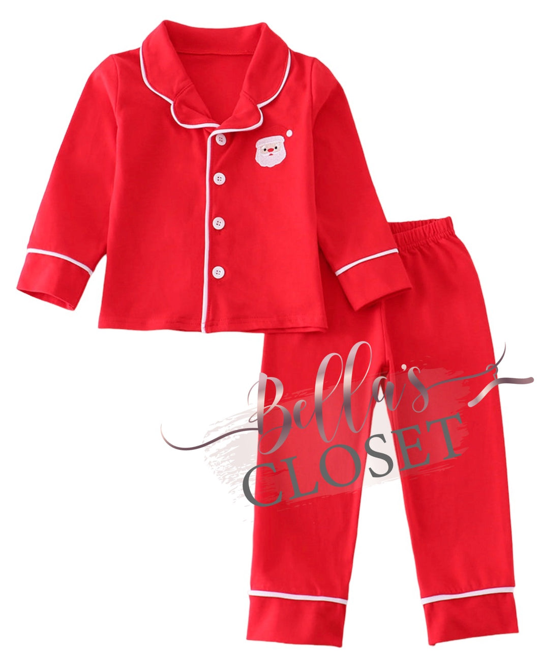 Boys Premium Red Santa Claus Embroidery Pajamas