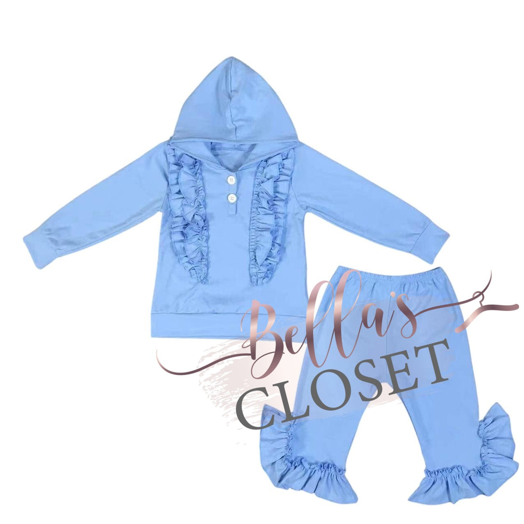 Blue ruffle pants set