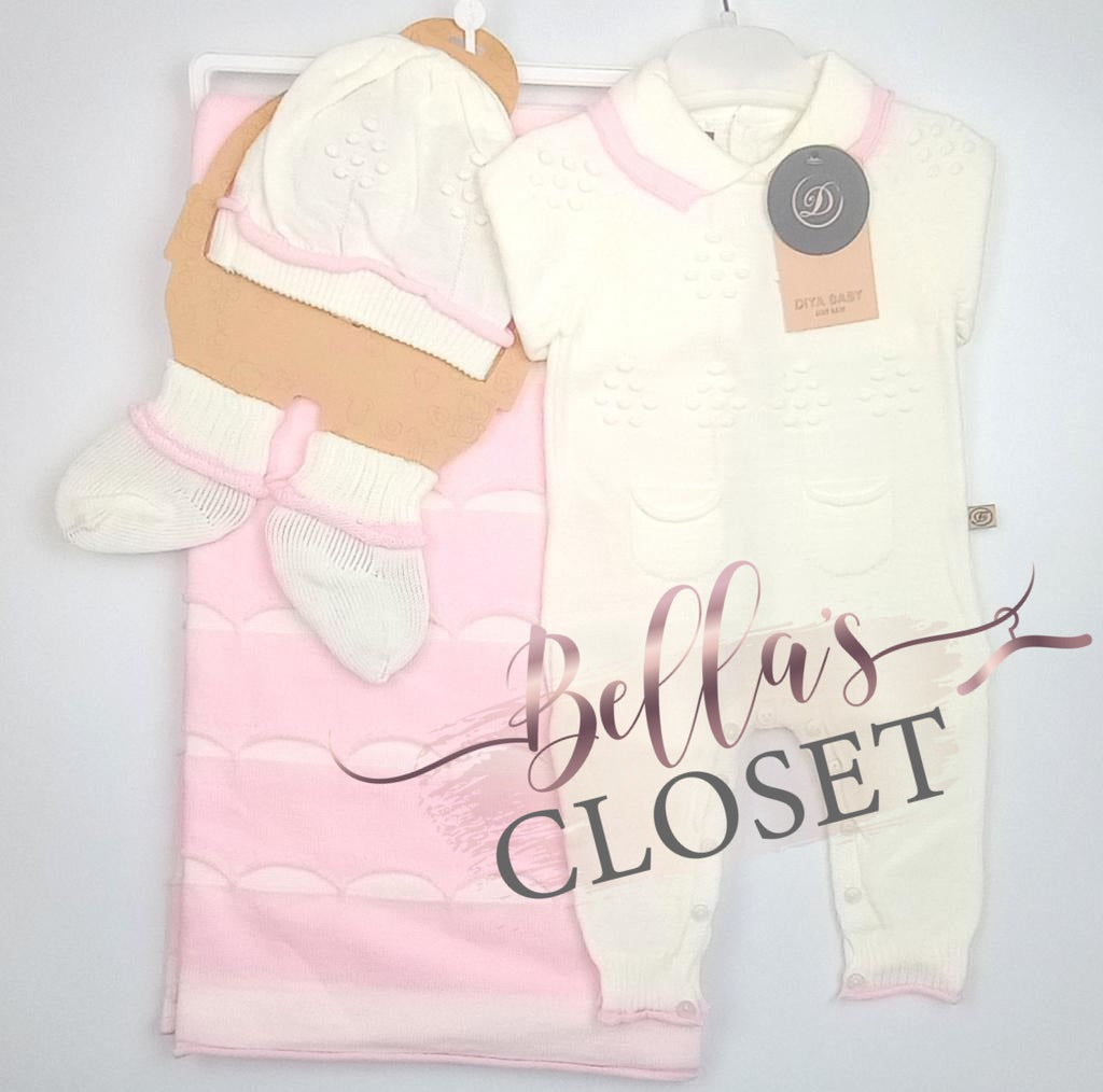Winter White & Pink Knitted set