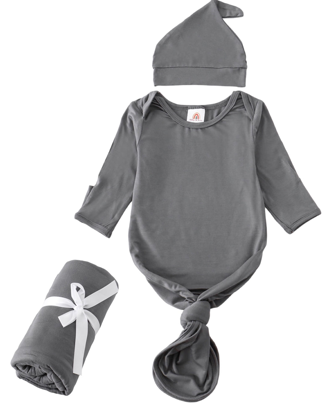 Baby Boys Charcoal Bamboo Knott Gown Set