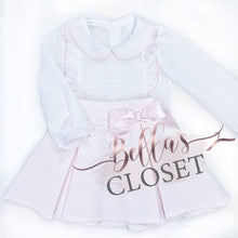Load image into Gallery viewer, Girls Pink &amp; White Skirt Set

