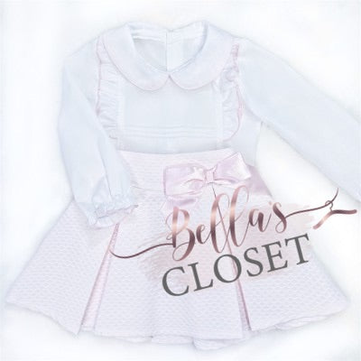 Girls Pink & White Skirt Set