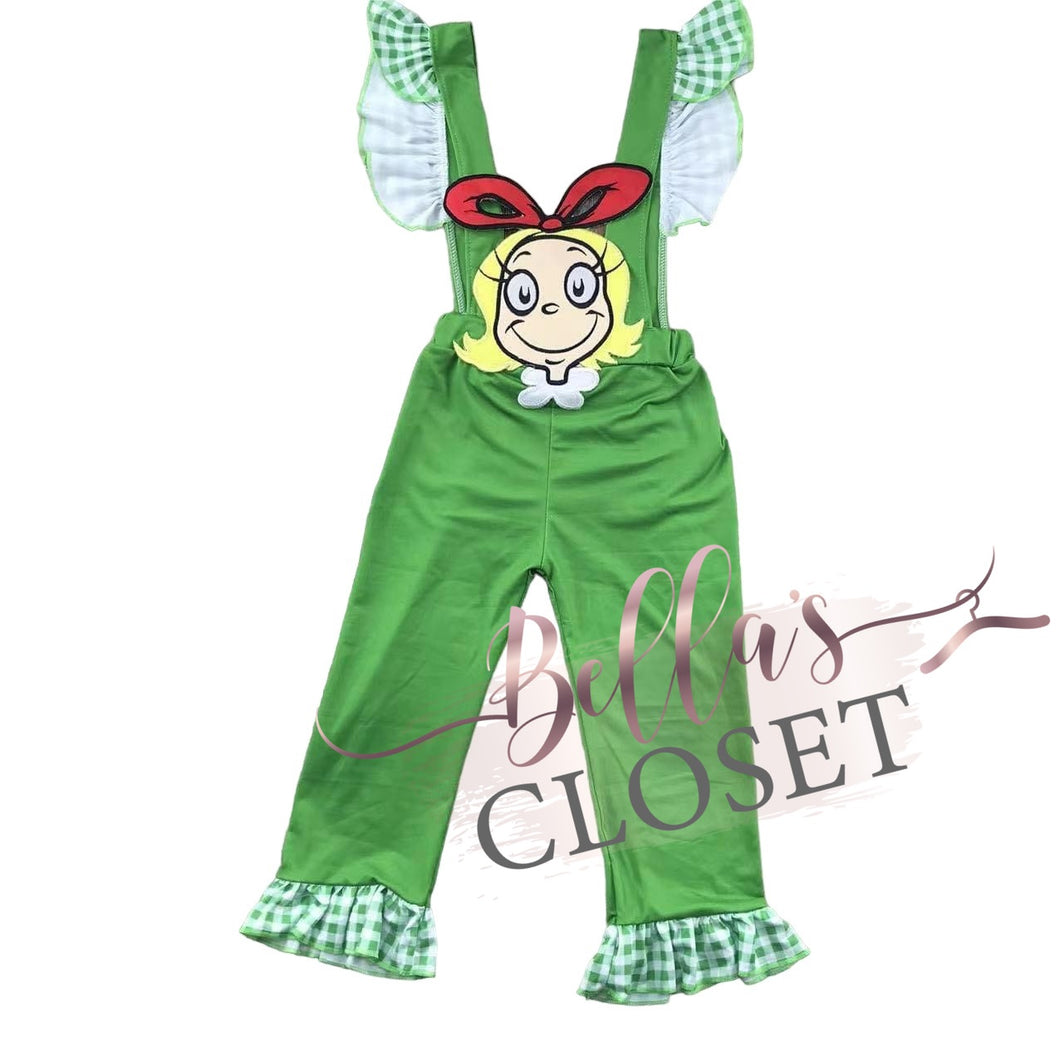 Girls Green Christmas Jumpsuit