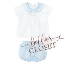 Load image into Gallery viewer, Baby Boy Blue &amp; White Top &amp; Shorts

