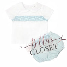 Load image into Gallery viewer, Baby Boy Light Blue &amp; White Striped Top &amp; Shorts
