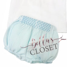 Load image into Gallery viewer, Baby Boy Light Blue &amp; White Striped Top &amp; Shorts
