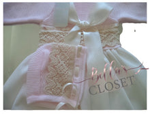 Load image into Gallery viewer, Pink &amp; Cream Spanish Knit Baby Gown
