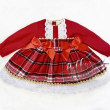 Load image into Gallery viewer, Girls Red Tartan Puff Dress
