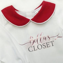 Load image into Gallery viewer, Baby Boys Red Velour Textured Romper with Shirt
