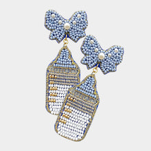 Load image into Gallery viewer, Pearl Beaded Bow Baby Bottle Dangle Earrings
