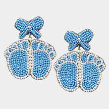 Load image into Gallery viewer, Pearl Beaded Bow Baby Foot Dangle Earrings
