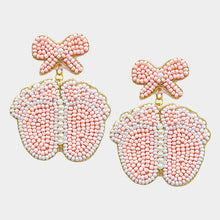 Load image into Gallery viewer, Pearl Beaded Bow Baby Foot Dangle Earrings
