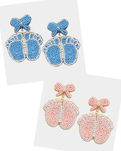 Load image into Gallery viewer, Pearl Beaded Bow Baby Foot Dangle Earrings
