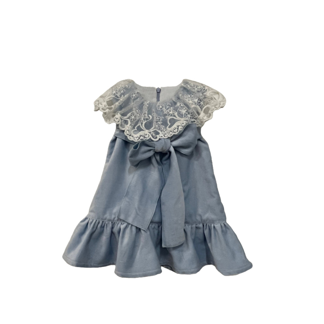 Blue velvet collar tule dress