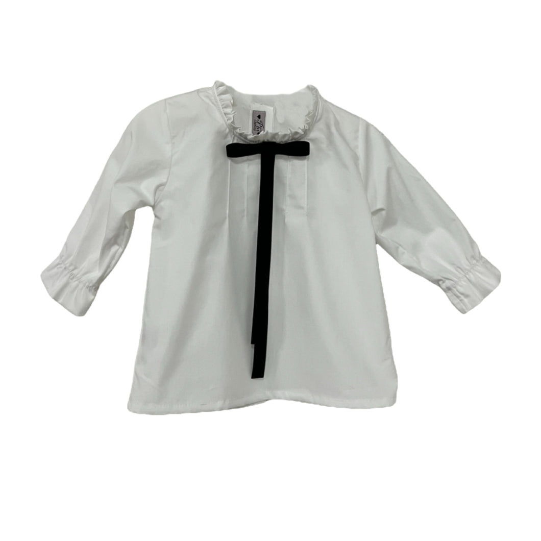 White blouse with frill and bow