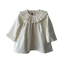 Load image into Gallery viewer, Pied de poule dungaree skirt with Ivory pleated collar blouse
