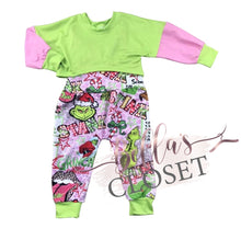 Load image into Gallery viewer, Girls Green Christmas Jumpsuit 2pc

