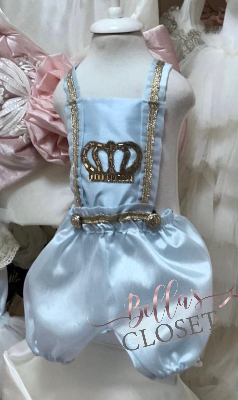 Boys Blue Crown Romper with Hat