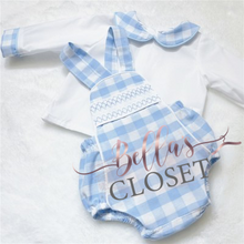 Load image into Gallery viewer, Baby Boy Blue Checked Romper with Shirt
