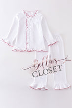 Load image into Gallery viewer, Girls Premium White &amp; Red Ruffle Pajamas
