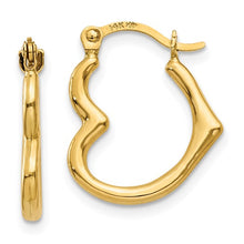 Load image into Gallery viewer, 14K Heart Shaped Hollow Hoop Earrings

