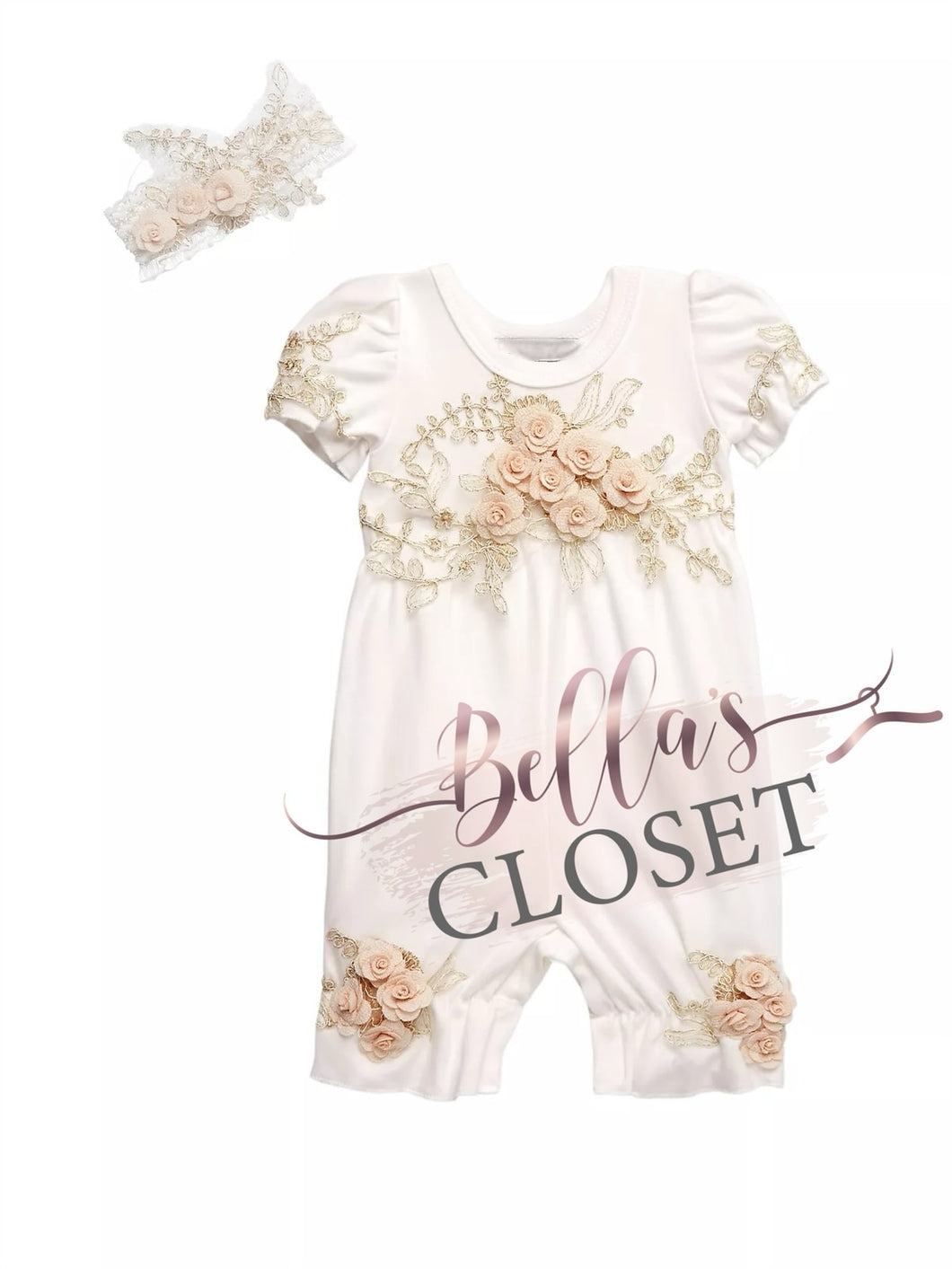Baby Girl's 3D Flower Romper