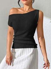 Load image into Gallery viewer, Casual One-Shoulder Sleeveless Knitted Vest Top
