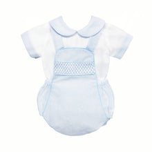 Load image into Gallery viewer, BABY BOY BLUE SMOCKED ROMPER WITH TOP
