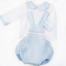 Load image into Gallery viewer, Baby Boy Blue Smocked Romper with Shirt
