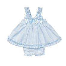 Load image into Gallery viewer, Baby Girl Blue Bow Sun Dress with Knickers
