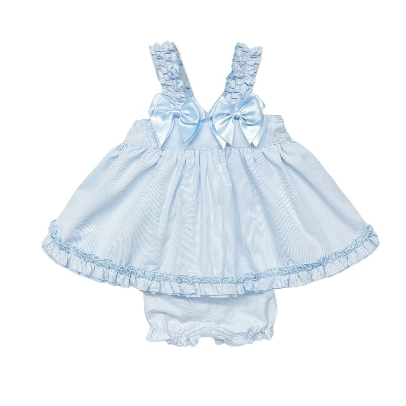 Baby Girl Blue Bow Sun Dress with Knickers