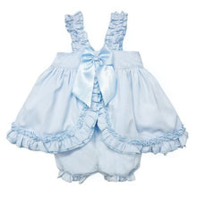 Load image into Gallery viewer, Baby Girl Blue Bow Sun Dress with Knickers
