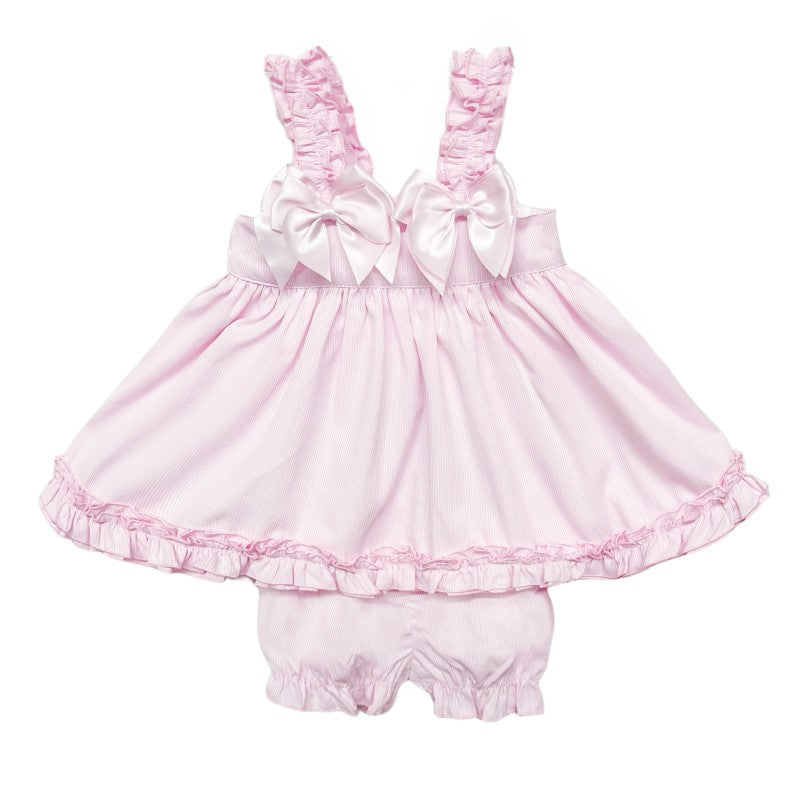 Baby Girl  Pink Bow Sun Dress with Knickers