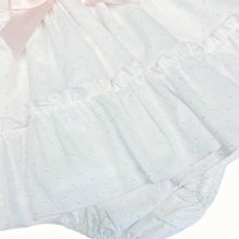 Load image into Gallery viewer, BABY GIRL PINK COTTON PLUMETIS PUFF DRESS WITH PANTS
