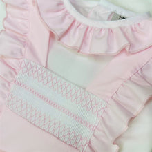 Load image into Gallery viewer, Girls Pink Smocked Dungaree with Shirt
