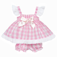 Load image into Gallery viewer, BABY GIRL SMOCKED PINK CHECKED SUN DRESS WITH KNICKERS
