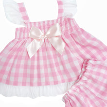 Load image into Gallery viewer, BABY GIRL SMOCKED PINK CHECKED SUN DRESS WITH KNICKERS
