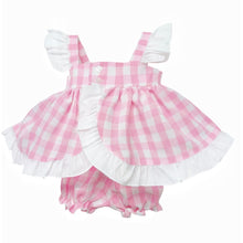 Load image into Gallery viewer, BABY GIRL SMOCKED PINK CHECKED SUN DRESS WITH KNICKERS
