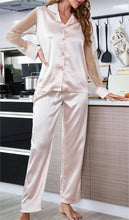 Load image into Gallery viewer, Pink Lace mesh long sleeve two-piece pajamas
