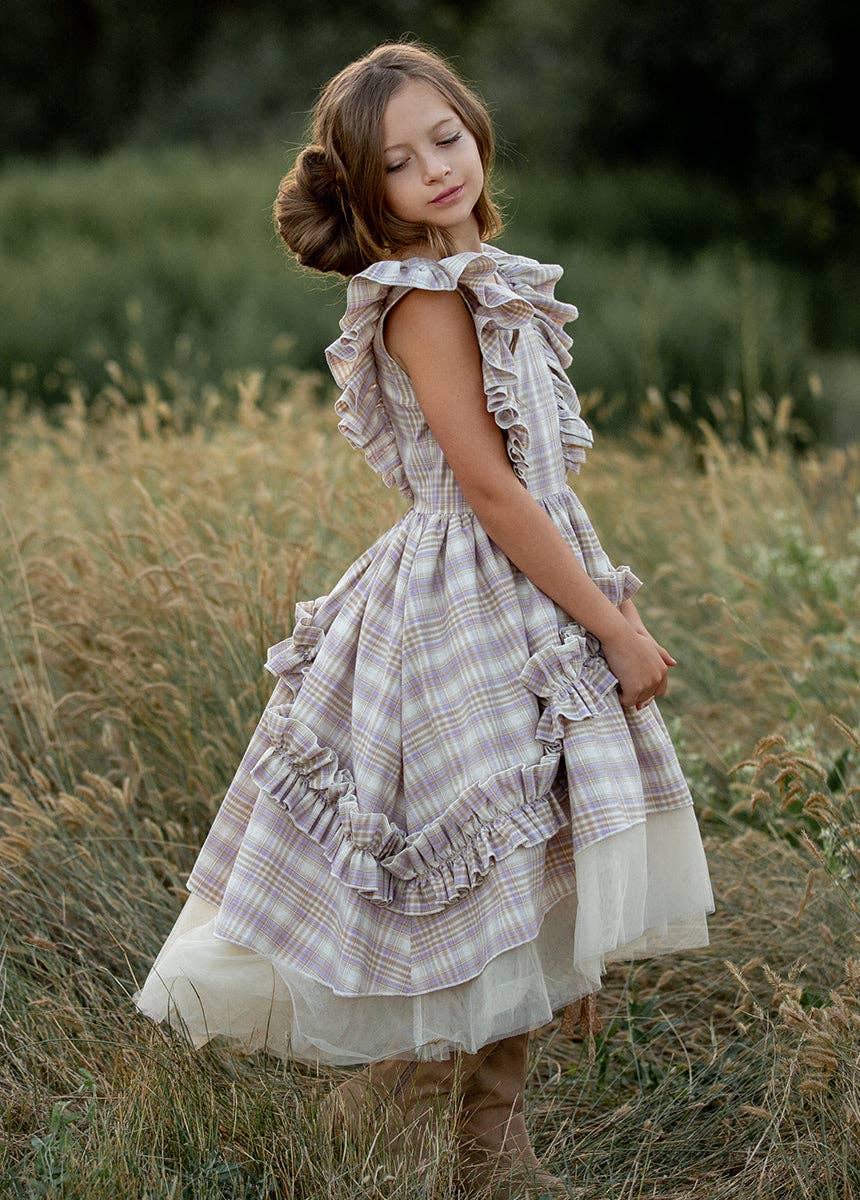 Toddler Reign Petticoat Dress in Lavender Plaid