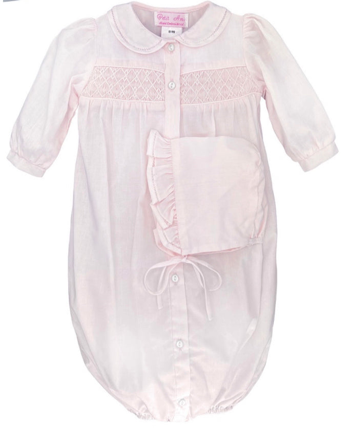 Pink smocked gown