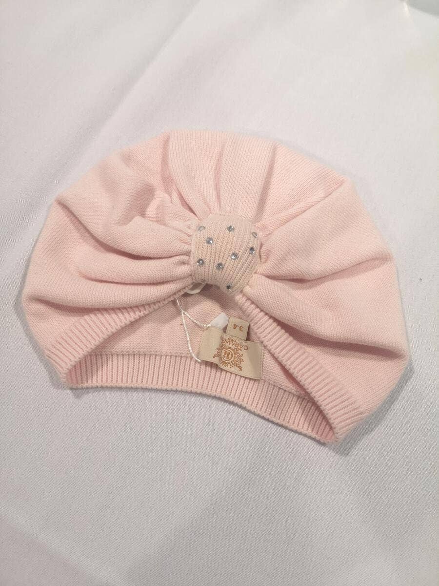 Pink Cotton Blend Diamonte Turban