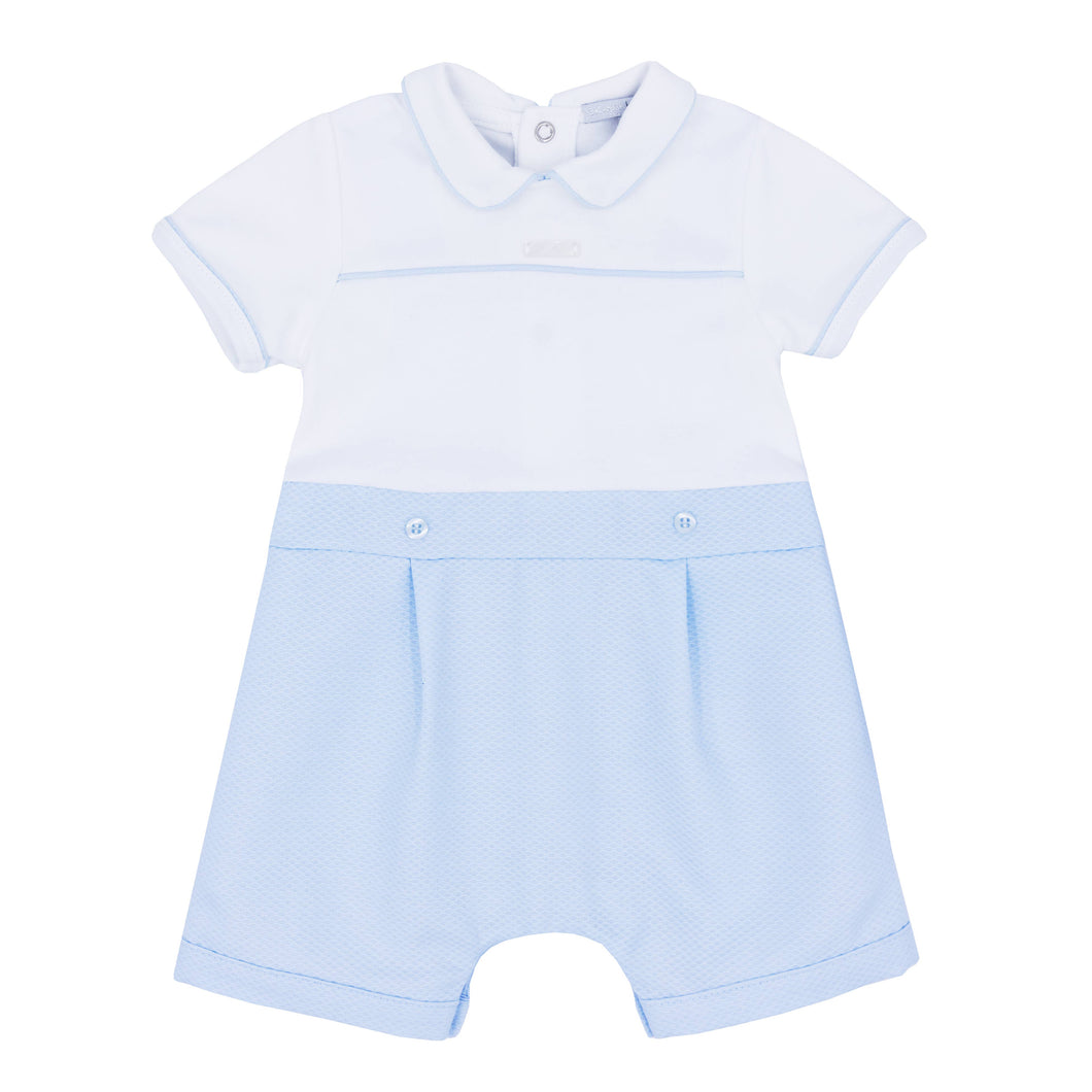 Boys smart pique romper with piping detail